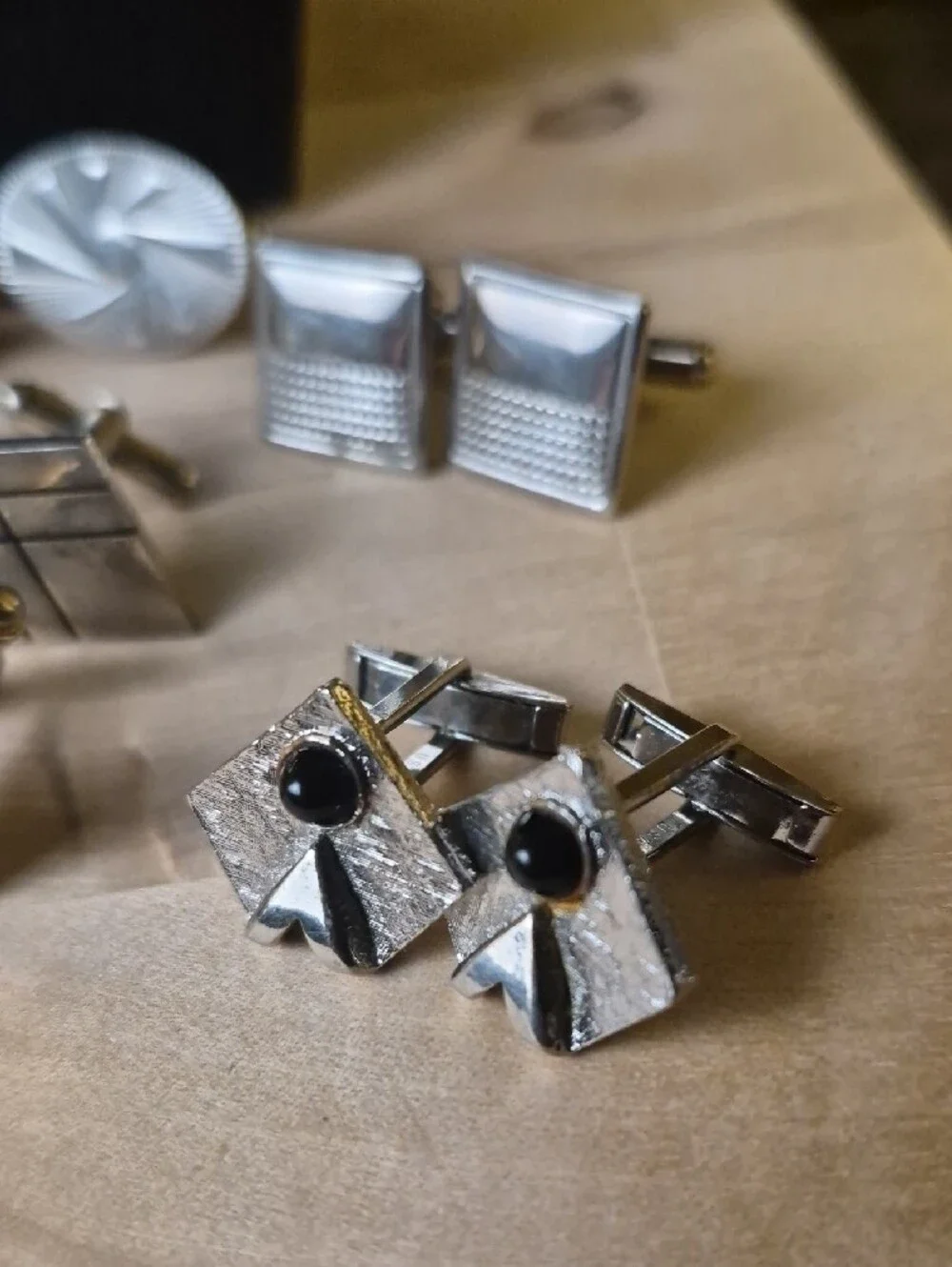 SWANK Gold and Silver Men's Cufflinks & Tie Bars Set